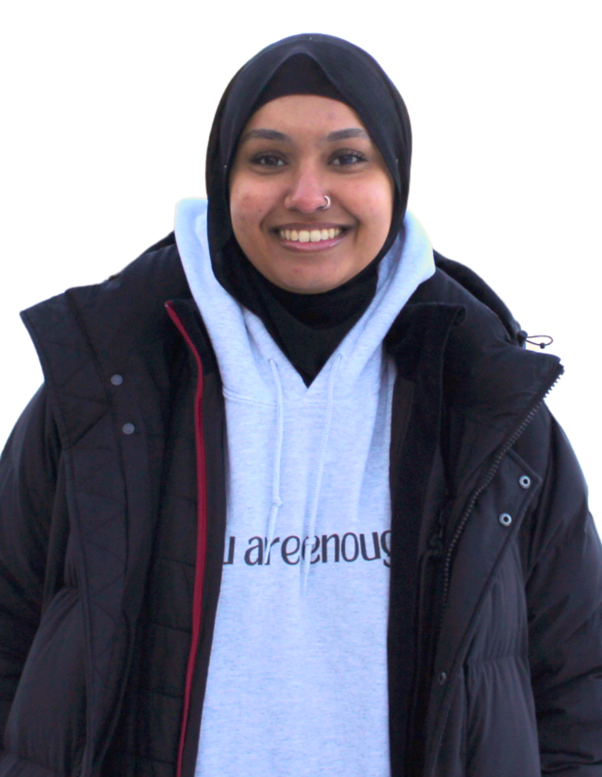 Aysha smiling.